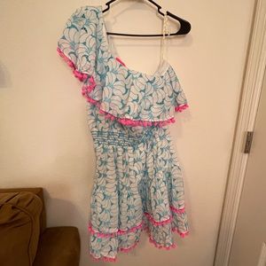 Lilly Pulitzer Addilyn Dress in Bermuda Blue Tropical Swirl Eyelet